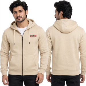 Sweat-shirt à capuche zippé pour homme, texture douce, coupe confortable, léger, décontracté, en tissu mélange coton et polyester - Product Image 6