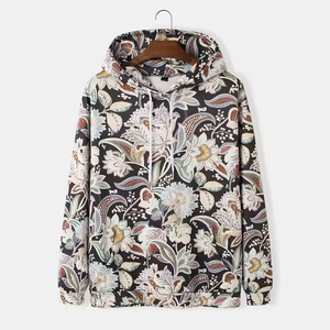 Hoodie à sublimation florale pour homme, imperméable, en polaire, coupe ample, sportif, sans manches, en polyester, pour l'hiver, avec poche - Product Image 1
