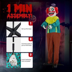 Decorazione di Halloween da Esterno: Clown con Occhi Gialli di 1,8 Metri - Product Image 6