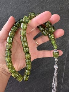 Elegant Green Resin <b>Angel</b>-style Tasbih Shimmering Gold Flakes Handcrafted Eco-Friendly for Smooth Zikr Best <b>Gift</b> for Muslims - Product Image 2