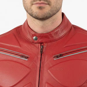 Chaqueta de moto con cremallera completa para hombre, recién llegada, corte ajustado, marca privada, chaquetas de cuero para hombre. - Product Image 6