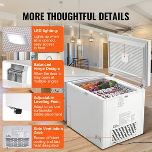 Congelatore orizzontale commerciale grande da 345 L (12,8 Cu.ft) con 4 cestelli rimovibili, apertura superiore e capacità di 100 L, autoportante - Product Image 6