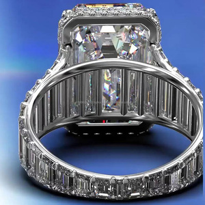 <b>Emerald</b> Cut Moissanite Diamond Cocktail <b>Ring</b> 925 Sterling <b>Silver</b> Prong Setting Women's Luxury Engagement <b>Ring</b> for Her and Him - Product Image 4