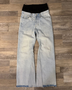 Jean en denim déchiré tendance pour homme, coupe droite, couleur claire, double ceinture, style vintage, pantalon décontracté évasé pour homme - Product Image 5