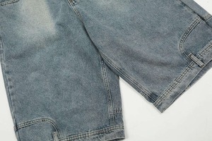 Shorts en jean tissé pour homme, taille mi-haute, coupe droite, style décontracté, haute qualité, pour l'été - Product Image 6