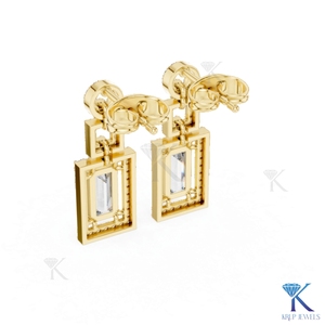 ต่างหูเพชรทรงหยดน้ำทรงเหลี่ยมมรกตจาก KRUP JEWELS ประดับเพชรแล็บโกรว์ ตัวเรือนทองคำแท้ 18K ดีไซน์หรูหราทรงเรขาคณิตแบบหลายชั้น ได้รับการรับรองจาก IGI - Product Image 6