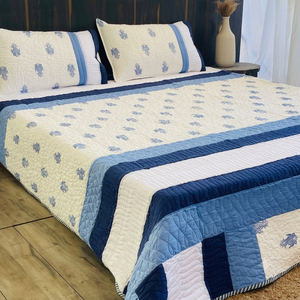 Wholesale Hand Block Printed 100% Cotton <b>Quilted</b> Bedspreads & Bedcover-Custom Color All-Season Classic Design - Product Image 1