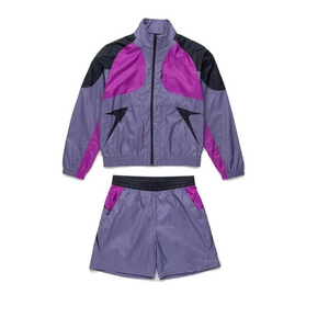 Unisex Lightweight Nylon Windbreaker Fitness <b>Jacket</b> with Zipper Printed Outdoor Summer Short Set for Men & <b>Women</b> - Product Image 1