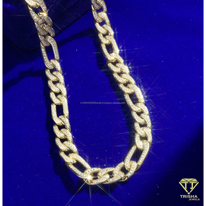 Collier chaîne gourmette cubaine en argent sterling 925 avec diamants de laboratoire et détails givrés pour hommes, style Hip Hop, vente en gros de bijoux - Product Image 3