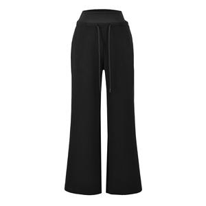 Pantalones de Punto de Cintura Alta y Pierna Ancha para Mujer, Color Sólido, Cintura Elástica con Cordón, Corte Holgado Informal, Largura hasta el Tobillo, para Primavera - Product Image 4