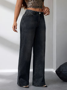 Nouveau Jean Américain Rétro au Design Unique, Coupe Ample et Droite pour Femme, Pantalon Large en Denim pour Femme - Product Image 3