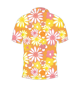 Mens <b>Orange</b> Retro Floral Print Short Sleeve <b>Polo</b> Shirt Casual Summer Fashion Top - Product Image 5