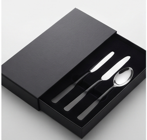 Ensemble de couverts minimalistes en acier inoxydable noir mat, finition miroir haute brillance, résistant à la rouille, couverts de mariage - Product Image 6