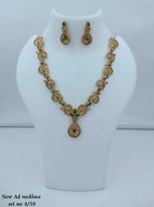 Juego de Collar, Pendientes y Anillo Geométricos Plateados con Perlas Kundan, Joyería de Boda para Mujer, Estilo Clásico, Alta Calidad, Tercera Marca - Product Image 3