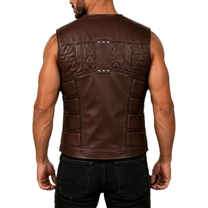 Custom Genuine Leather <b>Utility</b> <b>Vest</b> Mens Motorcycle Biker Riding Multi Pocket Zip Front Fashion Leather <b>Vest</b> - Product Image 4