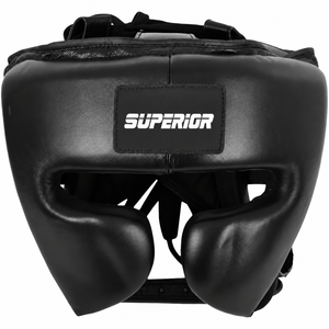 Casque de boxe Superior International SI-HG-01 en cuir bleu, à lacets, sangle réglable, respirant, confortable, MMA, kickboxing - Product Image 1