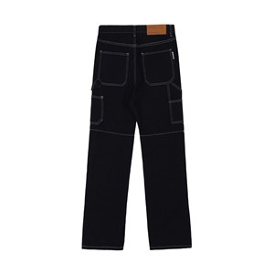 Jeans de créateur pour hommes coupe droite, style streetwear, avec broderies étoiles polaires et franges, de fabricant - Product Image 3