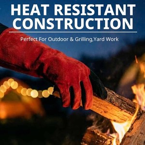 Gants de soudage en cuir de vachette renforcé, résistants, pour la sécurité industrielle, ignifuges, pour la lutte contre les incendies et le barbecue - Product Image 4