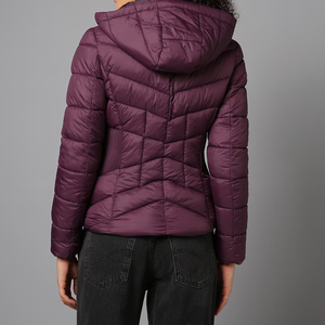 Trendy Knitted Women's Puffer <b>Jacket</b> HoodedWaterproof Windproof Breathable Zipper Padding Shiny Breathable Zipper Padding Shiny - Product Image 2