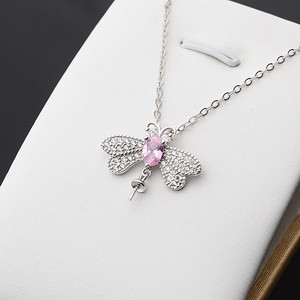 Collar con Colgante de Plata S925 para Mujer, con Doble Zirconia, Diseño de Insecto Libélula, Nuevo, Cadena para Clavícula 348, Perla, Colgantes de Moda DIY - Product Image 3