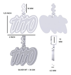 Collier avec pendentif personnalisé en lettres brillantes, chaîne sertie de pierres, bijoux hip-hop personnalisés - Product Image 2