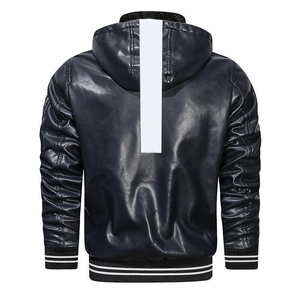 Veste en cuir élégante personnalisée pour hommes, veste en cuir à capuche de haute qualité pour moto, veste décontractée tendance à fermeture éclair pour hommes, séchage rapide - Product Image 5