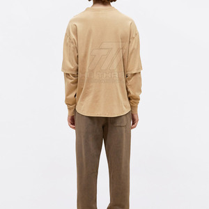 Nouveau design, t-shirts à manches longues pour hommes, double couche, en coton, vente en gros de t-shirts à double couche pour hommes - Product Image 3