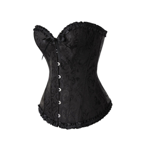 Faja Reductora de Cintura Overbust para Pérdida de Peso, Corsé de Satén Negro con Varillas de Acero, Corsés Lisos Ajustables de la Mejor Calidad de Pakistán - Product Image 1