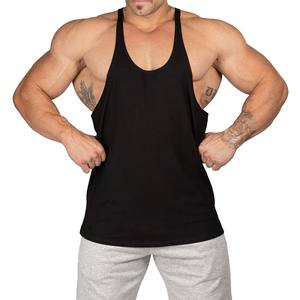 Camiseta sin mangas de algodón negro de alta calidad para hombre, cuello redondo, informal, para entrenamiento, gimnasio, fitness, tejida, lisa, sin mangas. - Product Image 1