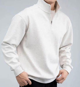 Sweat-shirt à col zippé pour homme personnalisé, en molleton 500 g/m², coupe ample, streetwear de luxe, marque privée personnalisée - Product Image 3