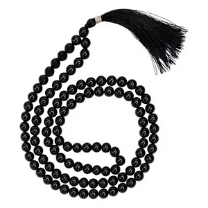 Collier Mala classique en onyx noir à 108 perles avec pompon, perles de prière religieuses pour l'islam, la méditation, le yoga, collier perlé unisexe - Product Image 4