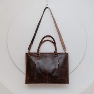 New Western Large Conceal and Carry Tooled Leather Briefcase <b>Laptop</b> Shoulder Handbag Brown Tooled Tote <b>Bag</b> Genuine Leather Purse - Product Image 5