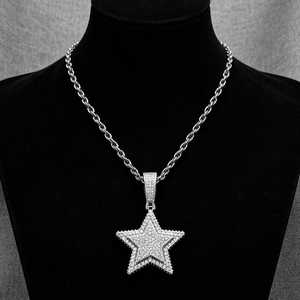 Pendentif étoile à cinq branches de luxe avec diamants Moissanite taille baguette, en argent sterling, style Hip Hop glacé - Product Image 6