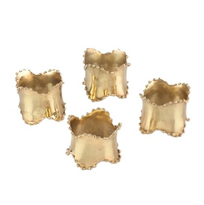 Luxury Gold Metal Napkin Rings <b>Set</b> <b>Beaded</b> Edge Napkin Holders Restaurant Tableware Dinnerware Used Best Design home and kitchen - Product Image 1