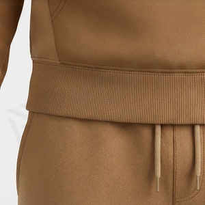 Survêtement à capuche pour homme, couleur unie, manches longues, vêtements de sport décontractés avec cordon de serrage et poches latérales, tenue d'automne - Product Image 5