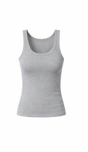 Camisetas sin mangas de algodón blanco para mujer, cuello redondo, color liso, estilo casual, tejido sin mangas, paquete de 5 - Product Image 3