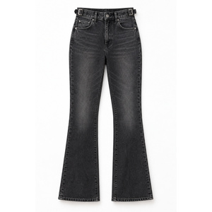 Jeans de Mezclilla de Cintura Alta y Corte Bootcut para Mujer, con Tirantes Ajustables, Color Negro Lavado, Ajuste Elástico, Tallas XS-6XL - Product Image 1
