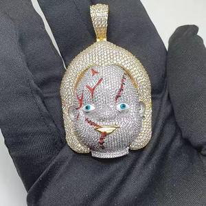 Premium Quality 925 Silver Hip Hop Brilliant Cut Moissanite Iced Diamond Charms for Men Luxury Jewelry Available Export Price - Product Image 3