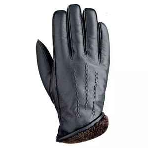 Gants en cuir d'agneau véritable pour hommes, doublure en soie, respirants, chauds, pour l'hiver, la conduite, la mode, compatibles avec les écrans tactiles - Product Image 2