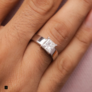 Anillo de compromiso para hombre con diamante solitario Princess cultivado en laboratorio, certificado IGI, de color D a F, 3.00 ct, en oro, plata, amarillo, blanco, rosa, atemporal. - Product Image 1