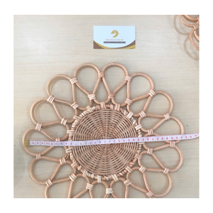 Eco Friendly Natural Rattan Placemat Handmade <b>Round</b> Woven <b>Table</b> <b>Mats</b> Durable Charger Plates for Dining Wedding Party Setting - Product Image 1