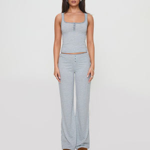 Conjunto Deportivo para Mujer, Top Deportivo Sólido, Pantalones Acampanados para Entrenamiento, Ropa Deportiva, 2 Piezas, Sin Mangas, Secado Rápido - Product Image 6