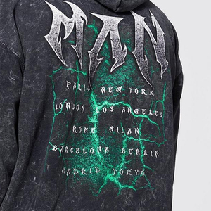 Sweat à capuche homme personnalisable ODM, épais et oversize, pour l'hiver, en molleton French Terry délavé, mélange de coton, style basique urbain Samroz - Product Image 2
