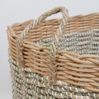 Vente en gros Panier à linge rond en rotin tressé pour vêtements/Panier à bûches en osier pour achats