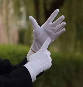 Guantes de inspección de alta calidad 100% algodón poliéster entrelazado, tamaño y diseño personalizados para trabajo con alimentos, guantes de seguridad blancos para las manos. - Product Image 6