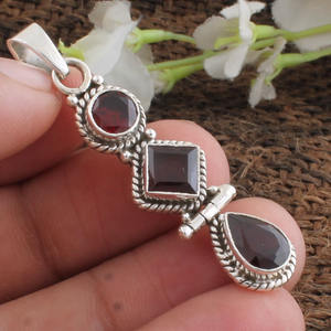 Collar de Plata de Ley 925 con Colgante de Granate Rojo Natural, Hecho a Mano, Piedra de Nacimiento de Enero, Joyería Fina para Mujer, Venta al por Mayor - Product Image 4