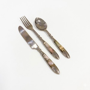 Luxury Mother Of Pearl Inlay Flatware Set Stainless Steel Cutlery With Rectangular <b>MOP</b> <b>Handles</b> Vintage Style 5-Piece Dining Set - Product Image 5