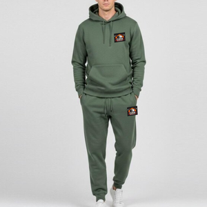 Conjunto Deportivo con Capucha para Hombre en Verde Oliva, Sudadera y Pantalones de Algodón con Logotipo Estampado en la Parte Delantera, Ropa Casual de Otoño - Product Image 1