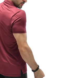 <b>Men's</b> Custom <b>Burgundy</b> <b>Polo</b> <b>Shirt</b> Mesh Polyester Stretch Quick Dry Sweat Wicking Athletic Gym Workout Training Sportswear <b>Shirt</b> - Product Image 6
