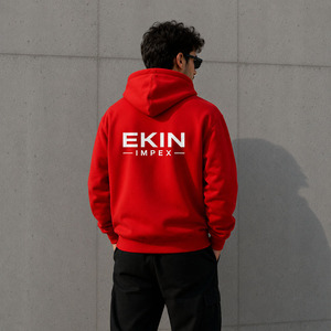 เสื้อฮู้ดซิปสีแดงเรียบแบบกำหนดเอง เสื้อฮู้ดผ้าฟลีซหนานุ่มแบบ unisex เสื้อฮู้ดซิปเต็มตัว เสื้อฮู้ดมีฮู้ดพร้อมโลโก้แบบกำหนดเอง - Product Image 4